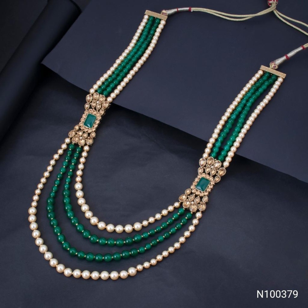 Glamorous gold plated pearl layer necklace